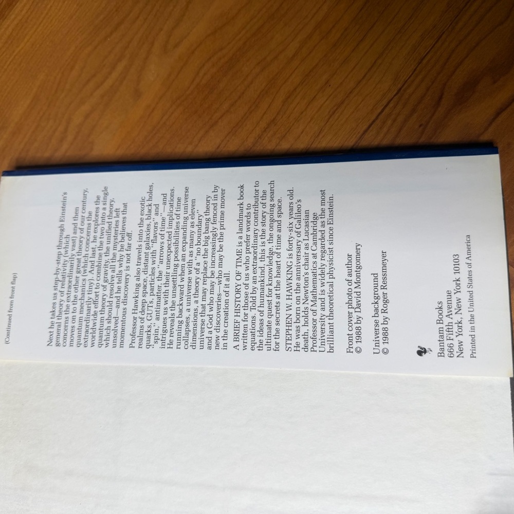 A Brief History of Time Book First Edition Stephen Hawking‎ Collector's Science - Picture 15 of 15